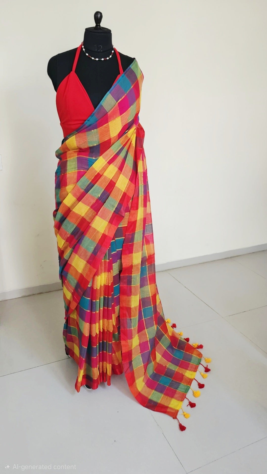 Vibrant - Check zari Saree