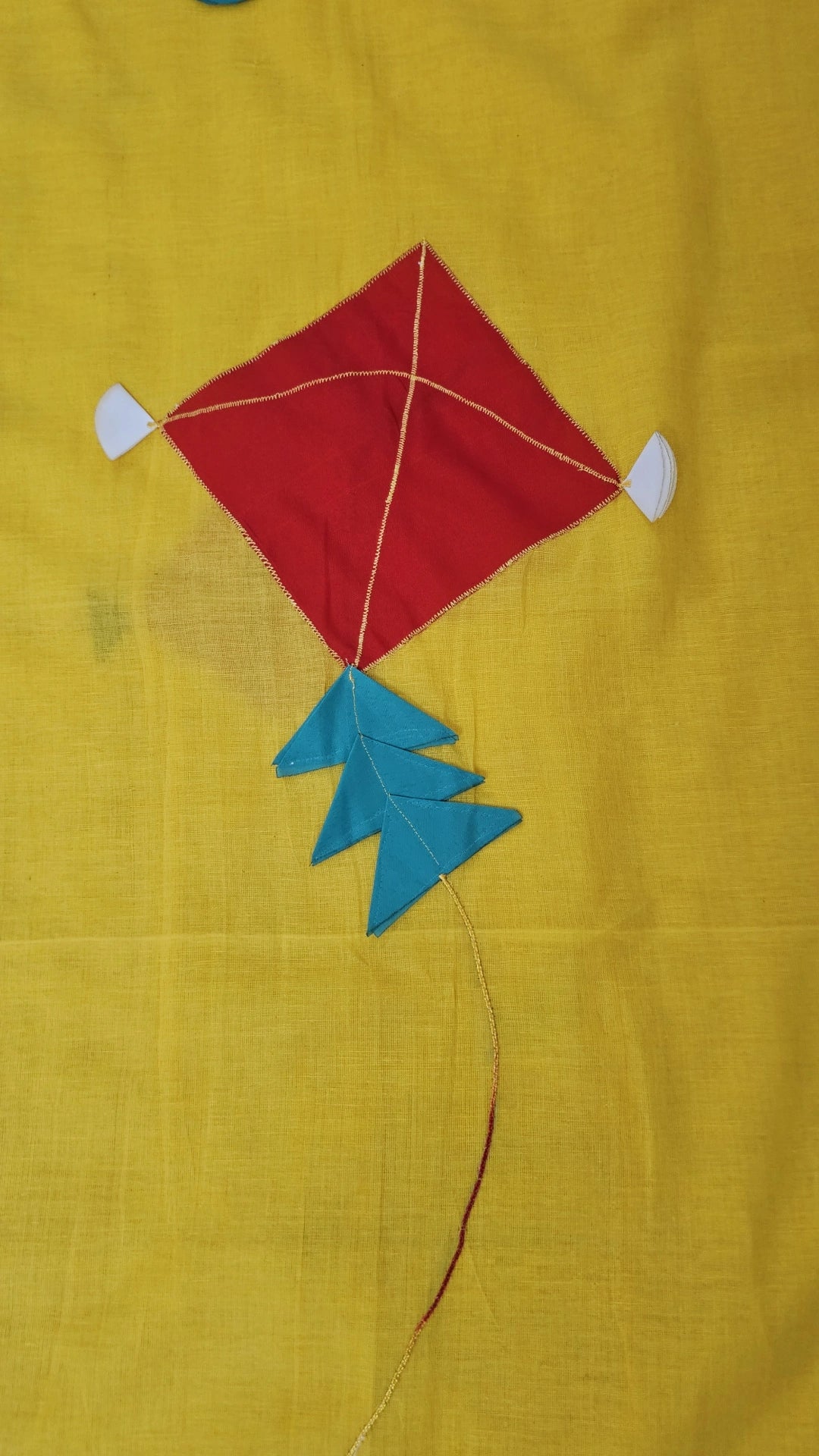 Patang- Yellow Mul Cotton Patch work Saree