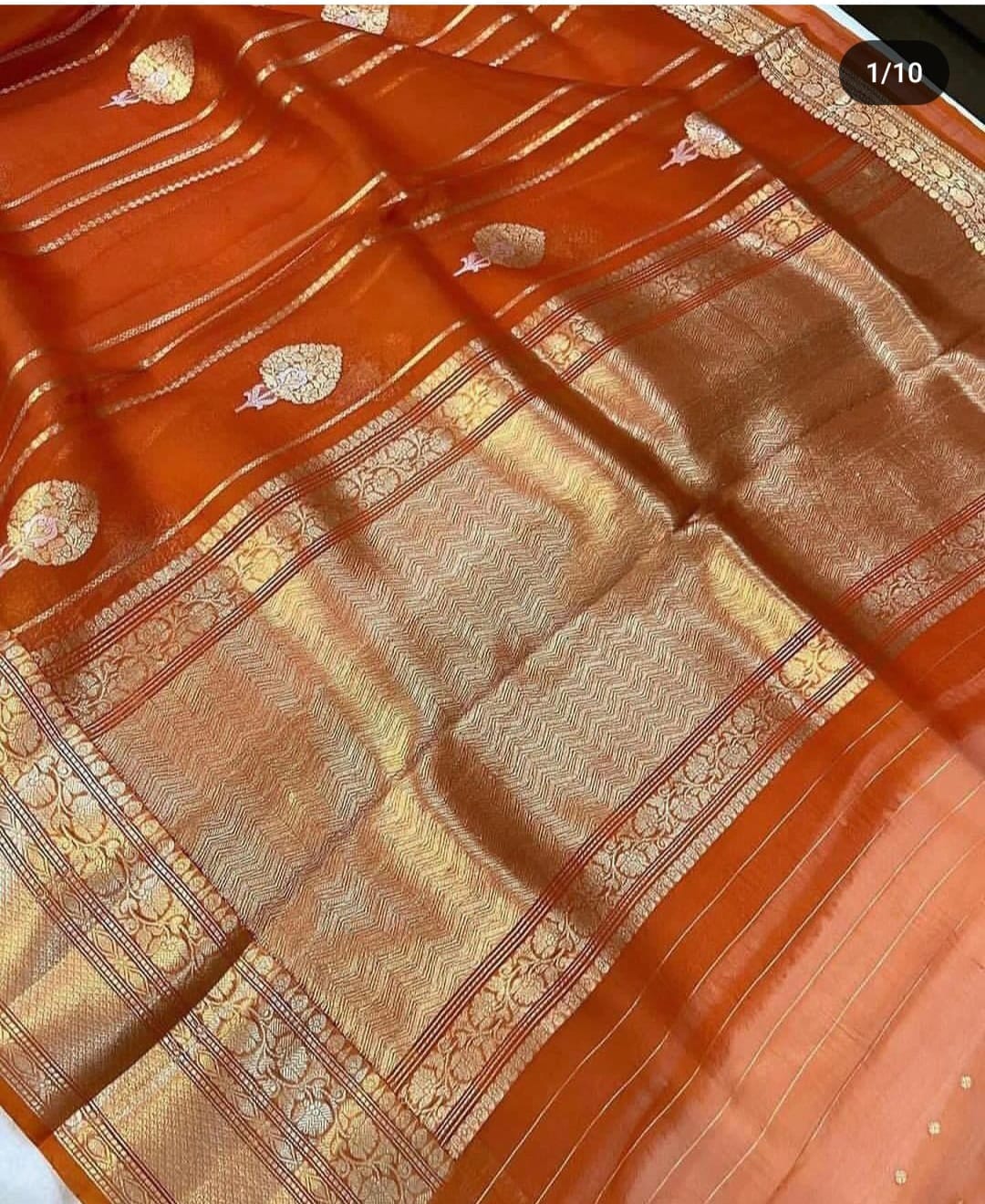 Rust Kora Saree