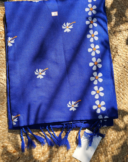 MulMul Flower HandPaint Saree 3