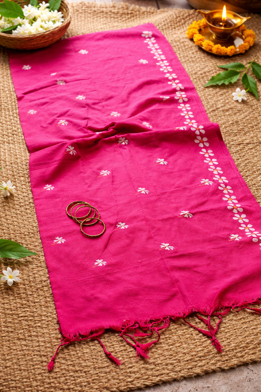 MulMul Flower HandPaint Saree 1