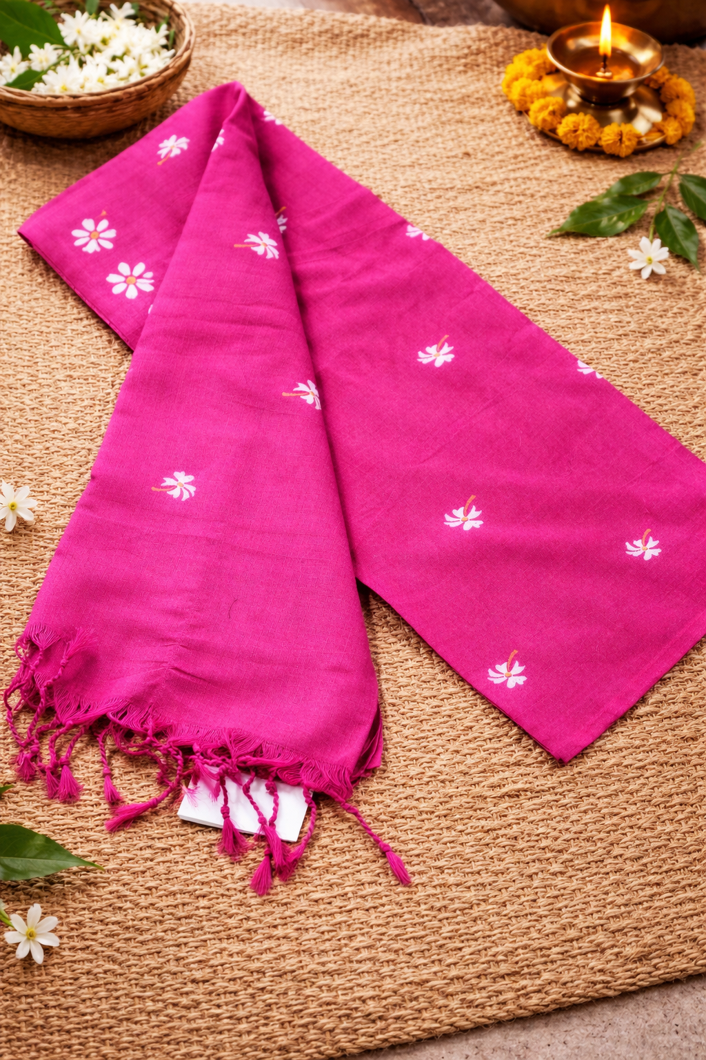 MulMul Flower HandPaint Saree 1