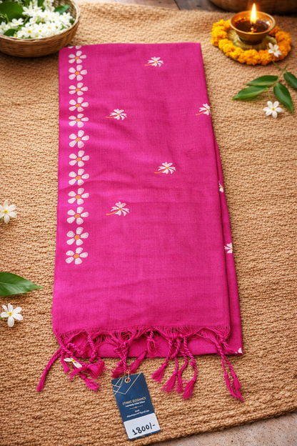 MulMul Flower HandPaint Saree 1