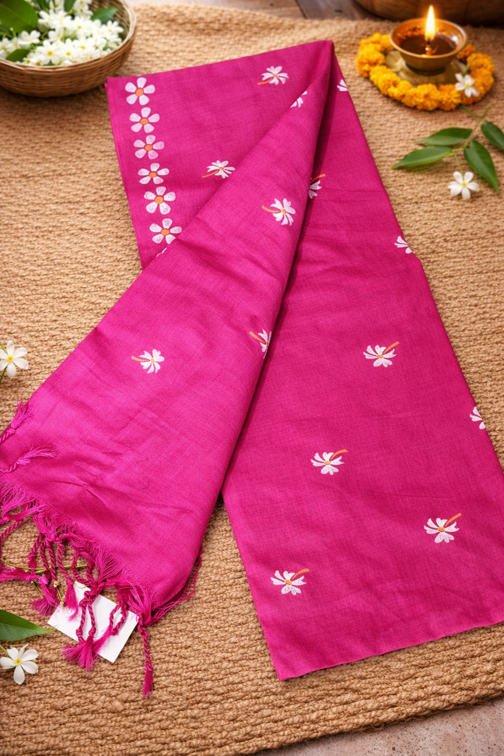 MulMul Flower HandPaint Saree 1