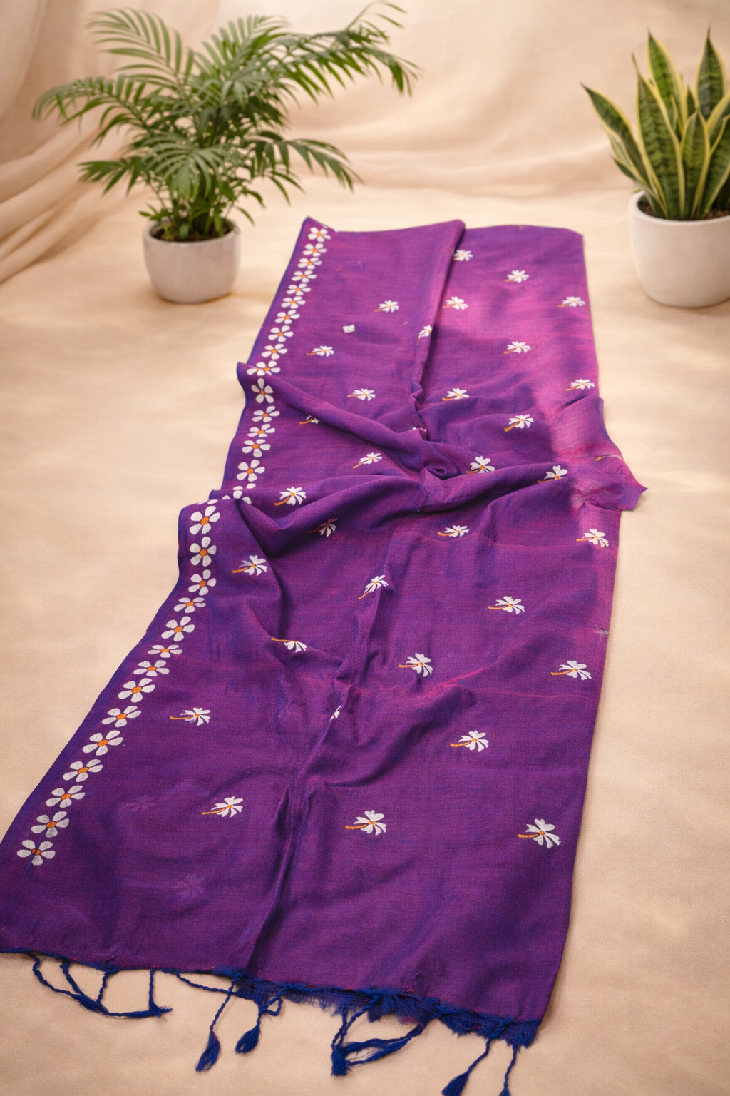 MulMul Flower HandPaint Saree 4