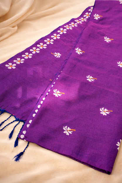 MulMul Flower HandPaint Saree 4