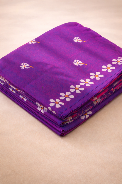 MulMul Flower HandPaint Saree 4