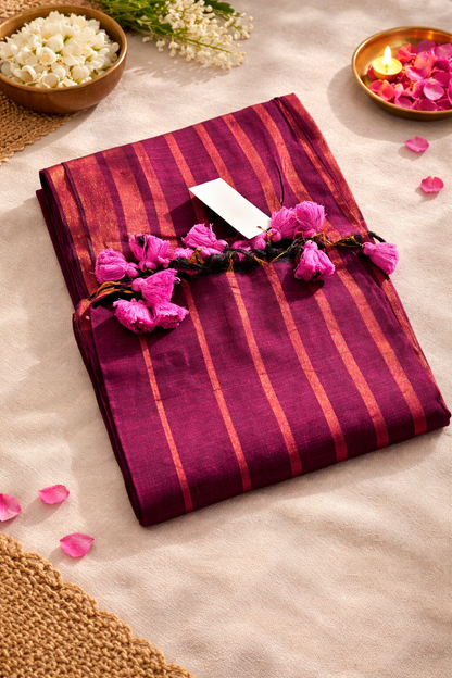 Striped Mul Cotton Saree 3