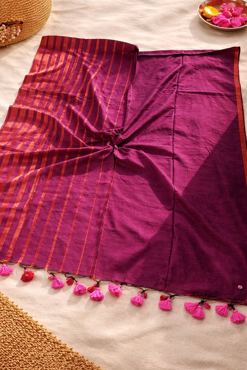 Striped Mul Cotton Saree 3