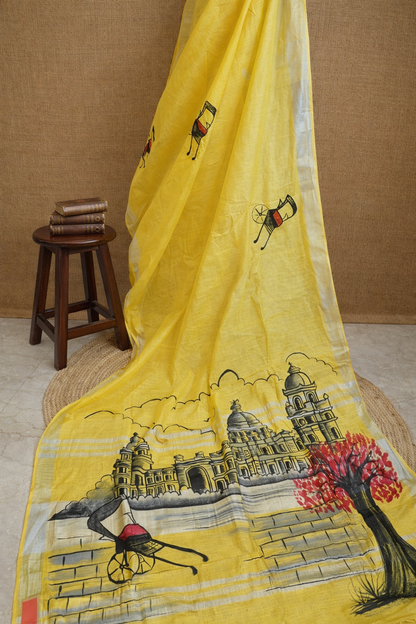 Linen HandPaint Saree