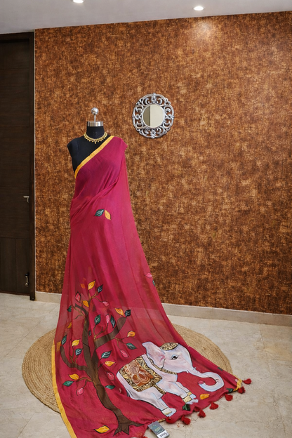 Hathi HandPaint Saree 4
