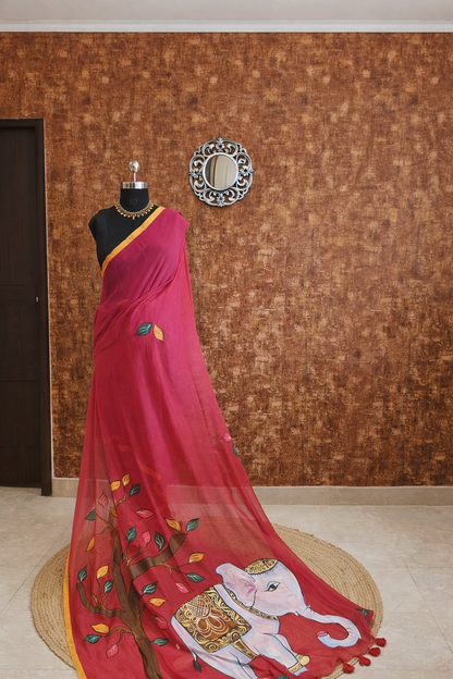 Hathi HandPaint Saree 4