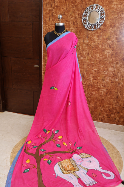 Hathi HandPaint Saree 3