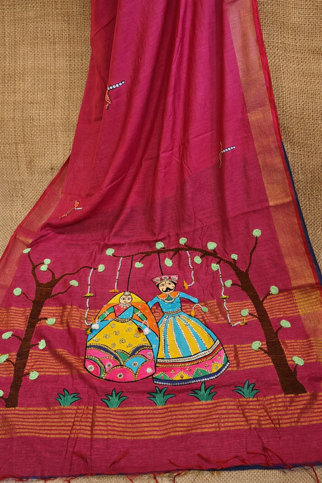 3D hand paint saree