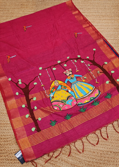 3D hand paint saree