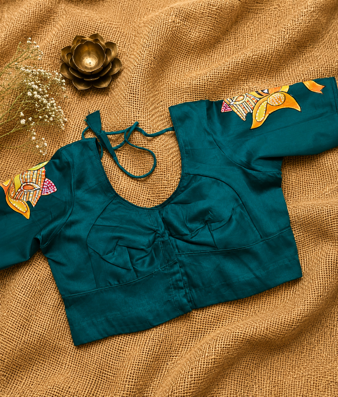 Hand-Painted Lord Ganesha Blouse - Green