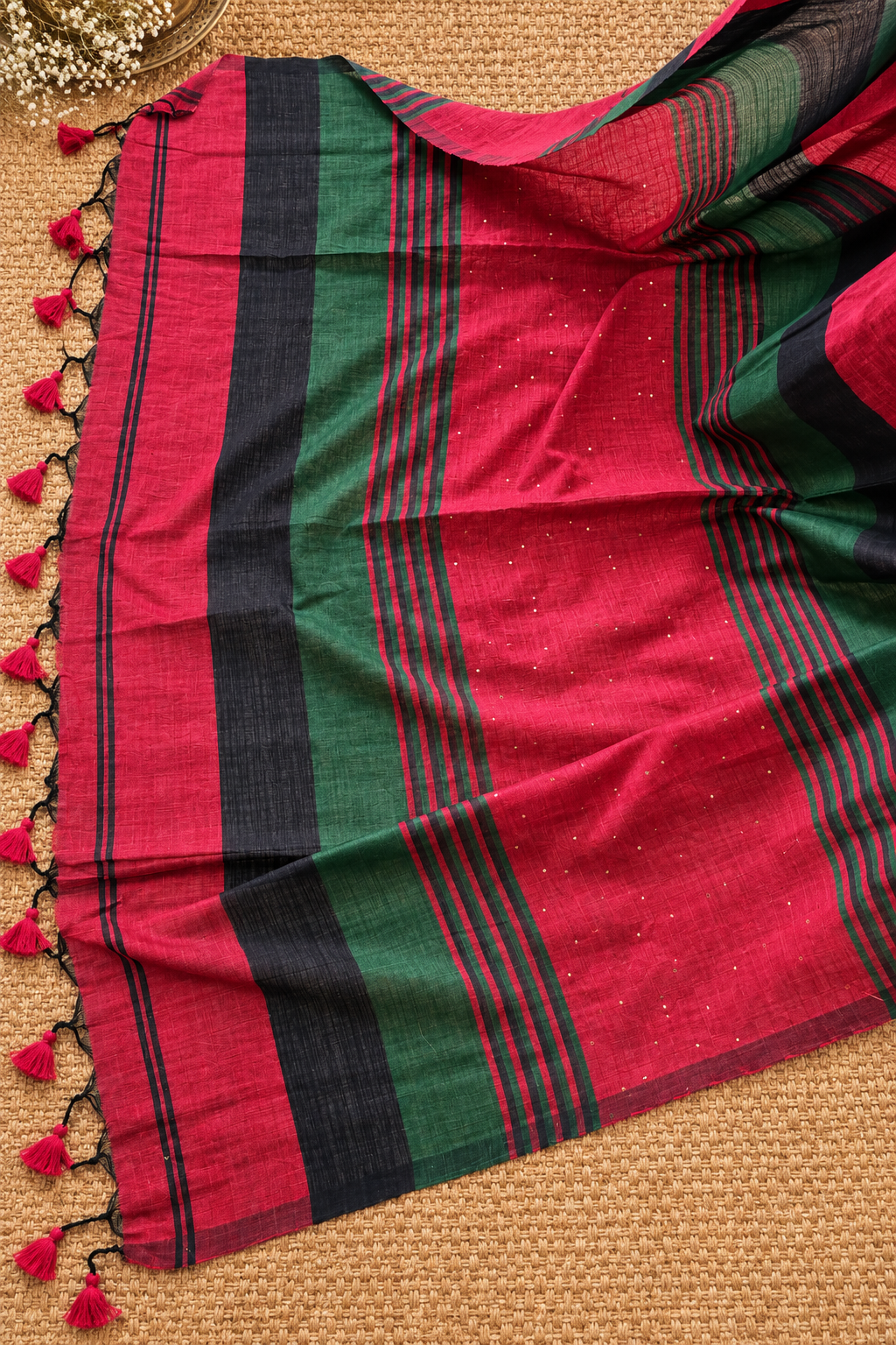 RangRekha Saree Maroon & Green