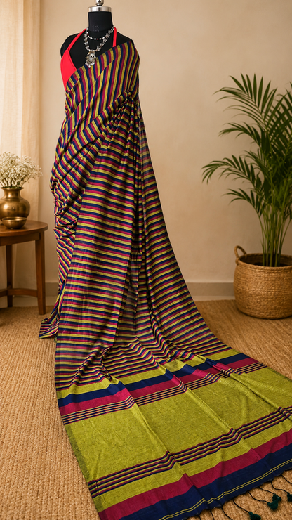 RangRekha Saree Blue & Green