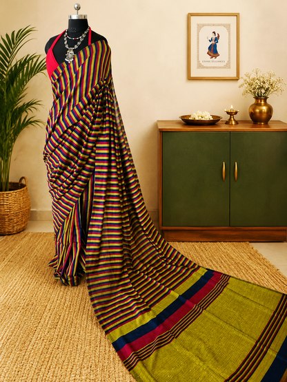 RangRekha Saree Blue & Green