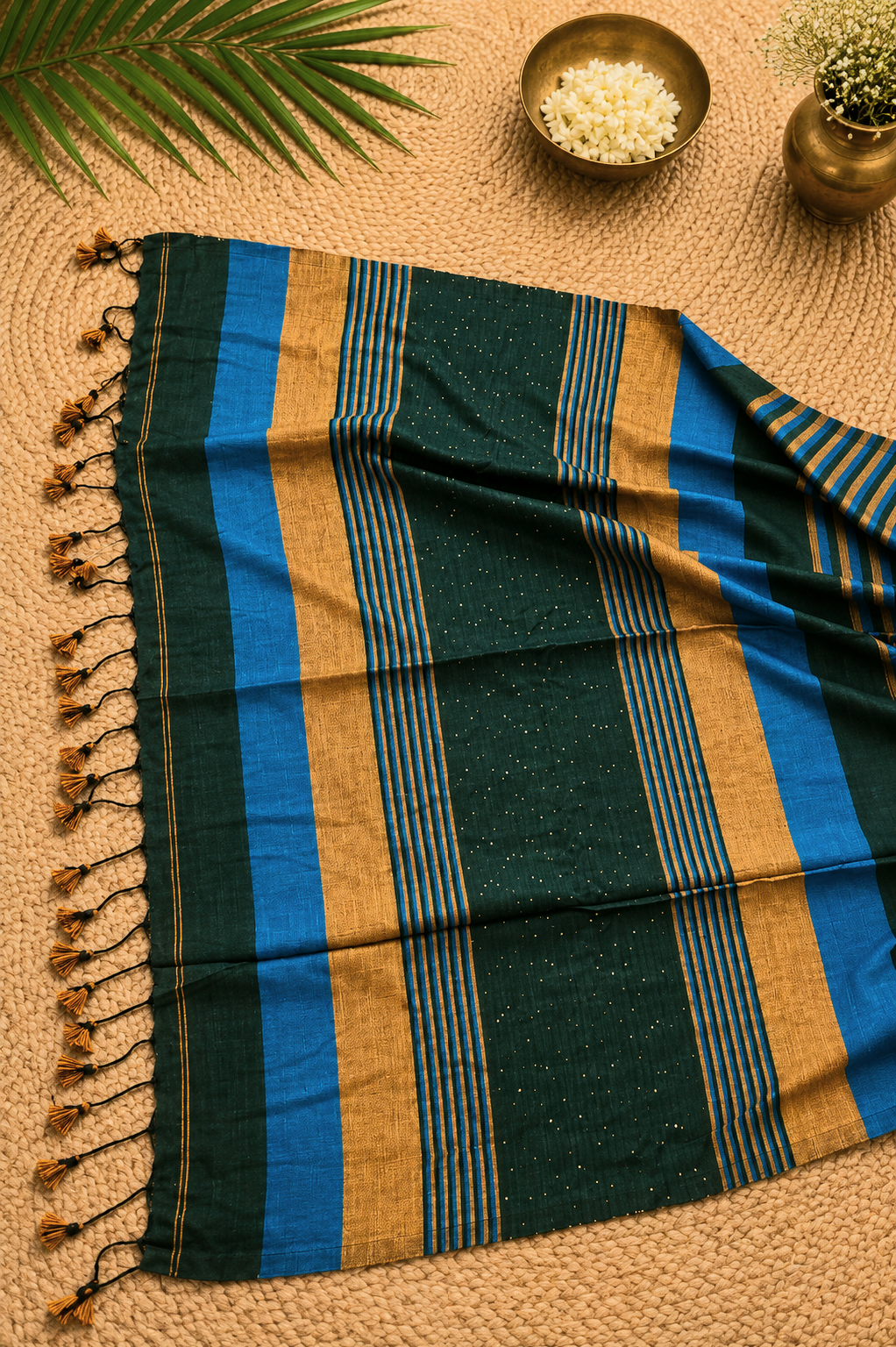 RangRekha Saree Blue & Green 2