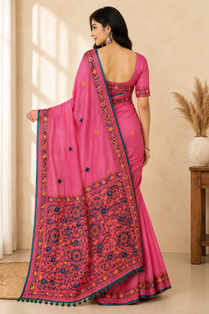 Noori Pink Heritage Saree