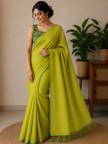 Green MulMul Saree