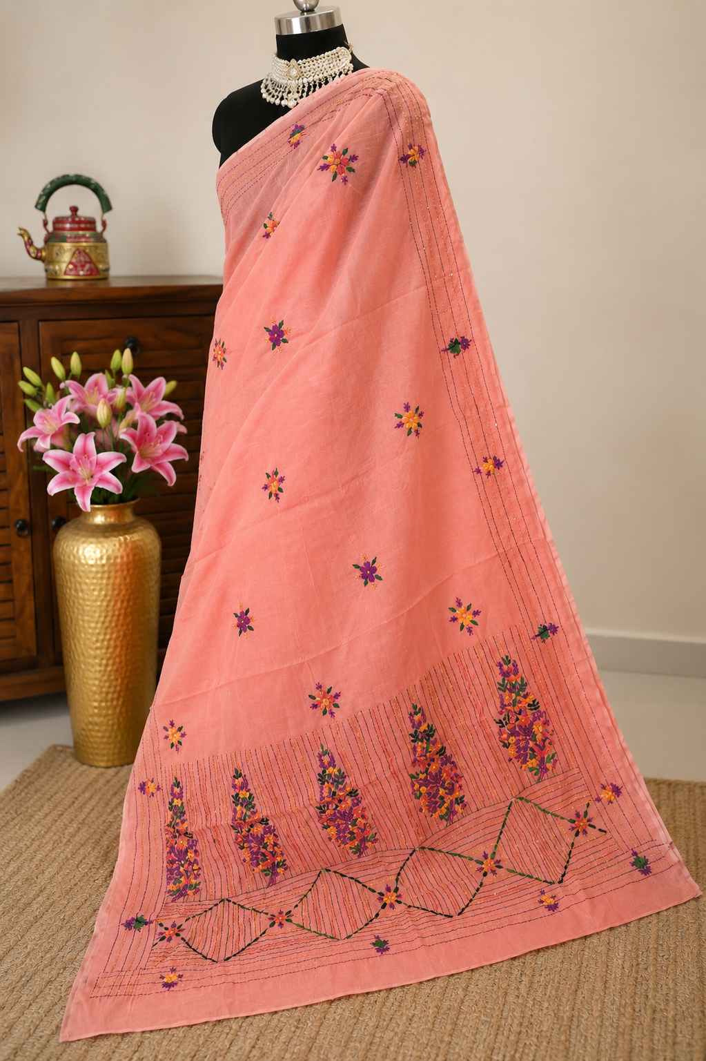 Gulrangi Peach Heritage Saree