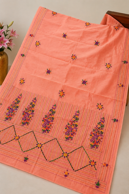 Gulrangi Peach Heritage Saree