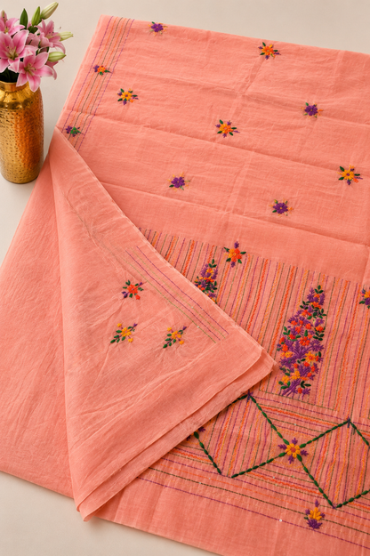 Gulrangi Peach Heritage Saree