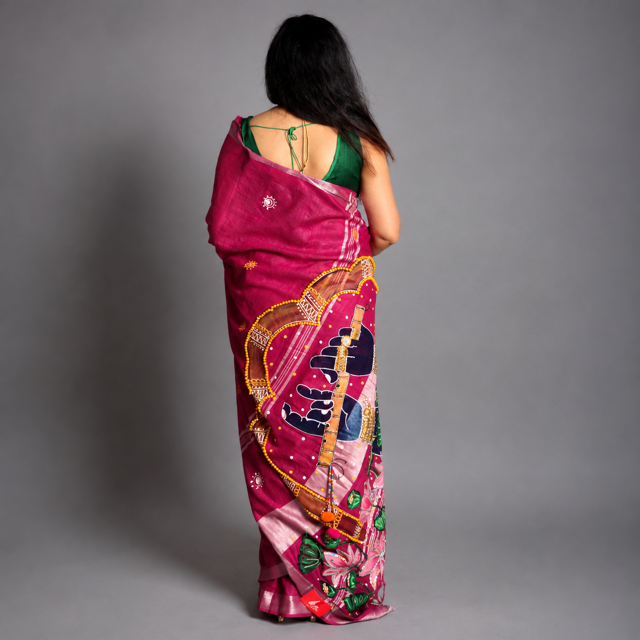 Vrindavan Melody Linen Handpainted Saree