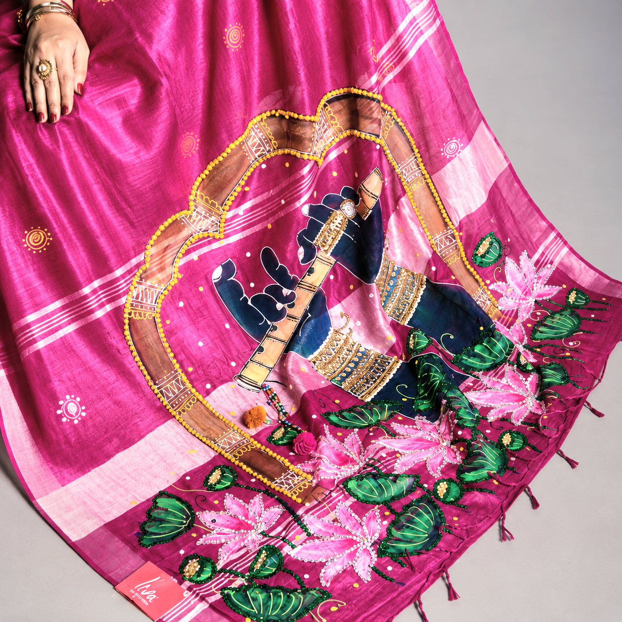 Vrindavan Melody Linen Handpainted Saree