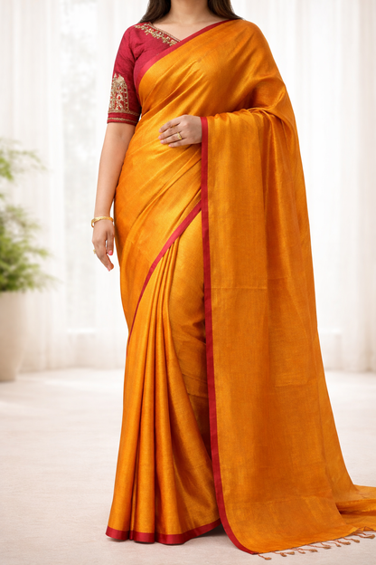Tissue Saree Orange