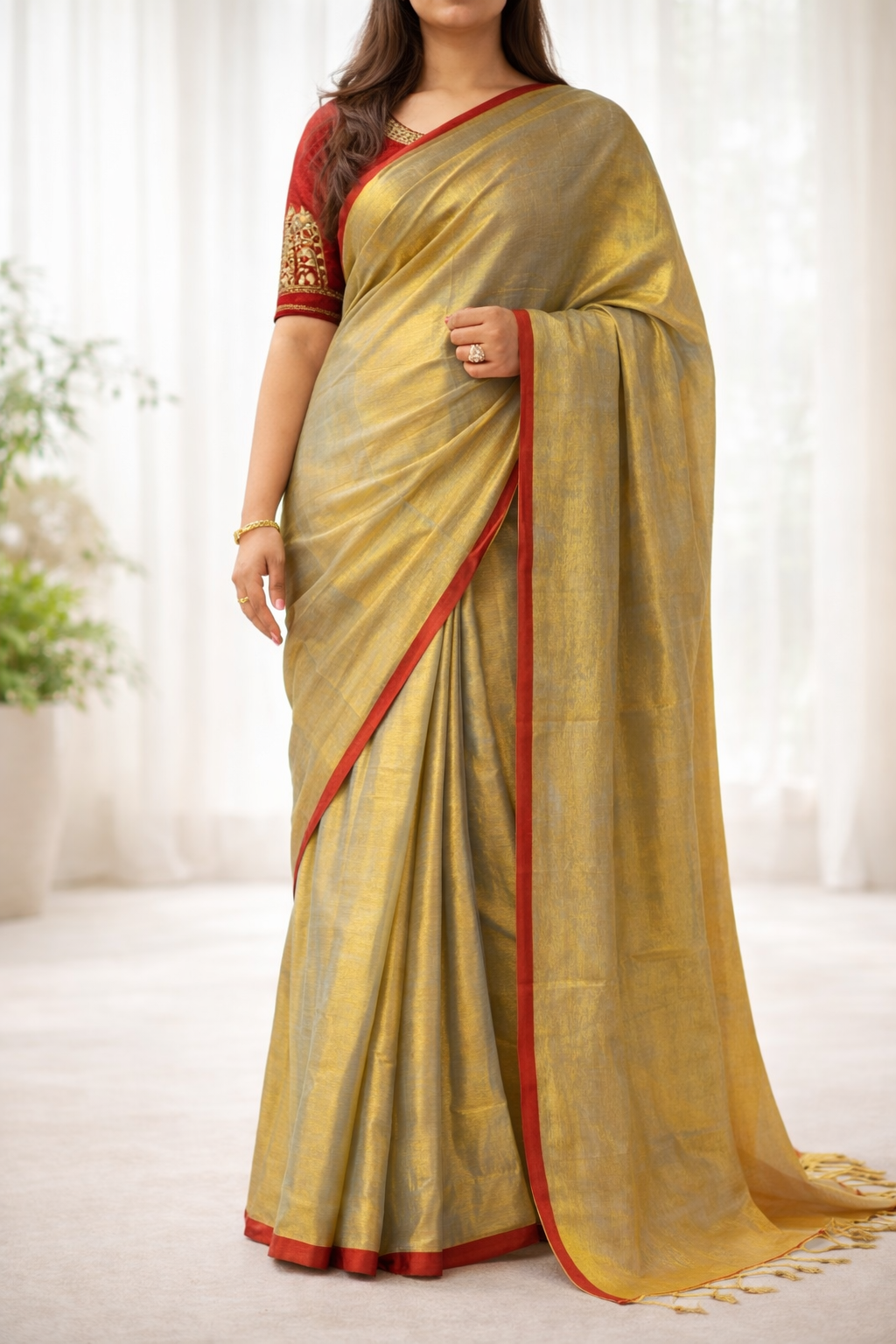 Tissue Saree Sea Green