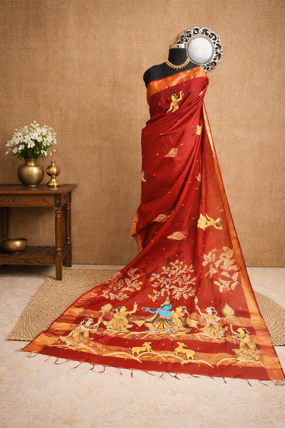 Krishan Rasleela HandPaint Saree
