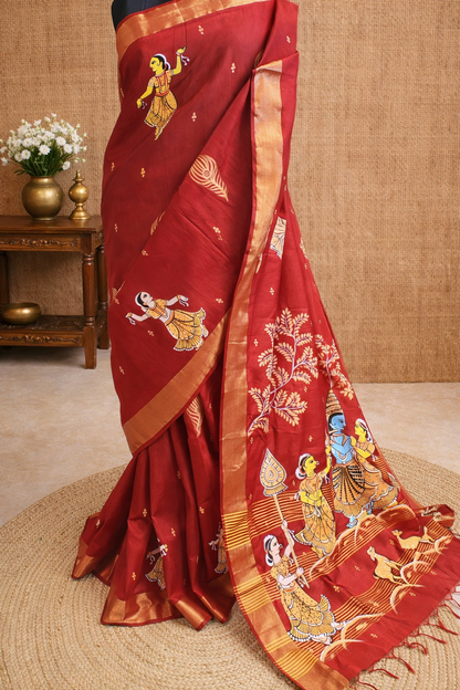 Krishan Rasleela HandPaint Saree