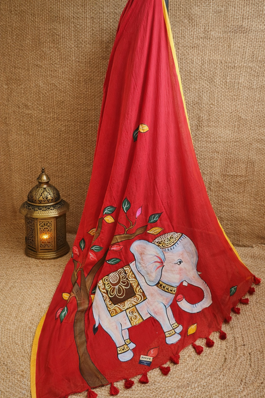 Hathi HandPaint Saree