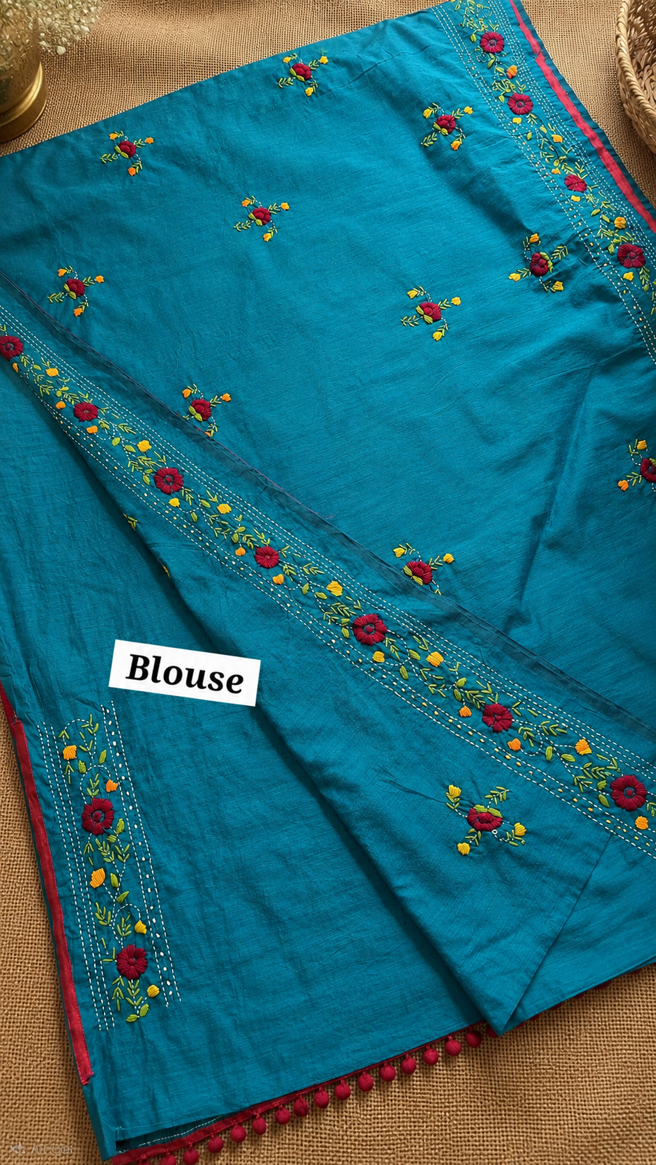 Noori Teal Green Heritage Embroidery Saree