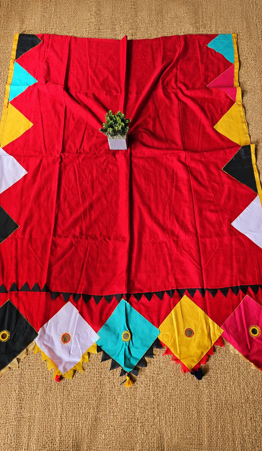Boho Patchwork Saree – Red