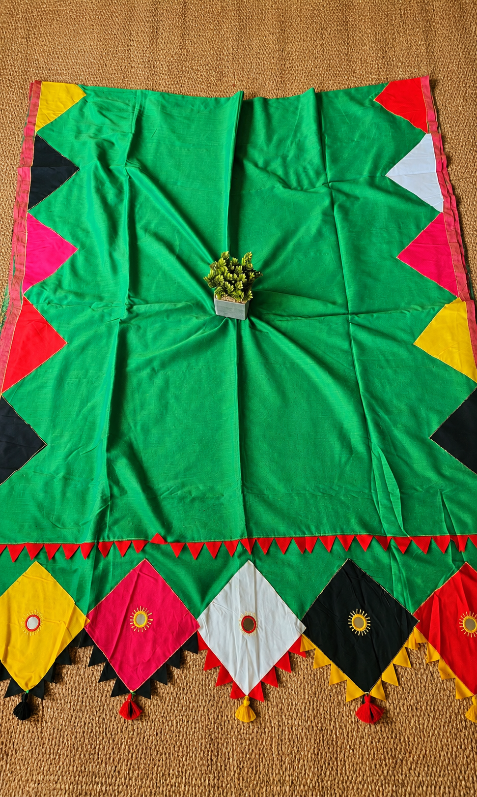 Boho Patchwork Saree – Green