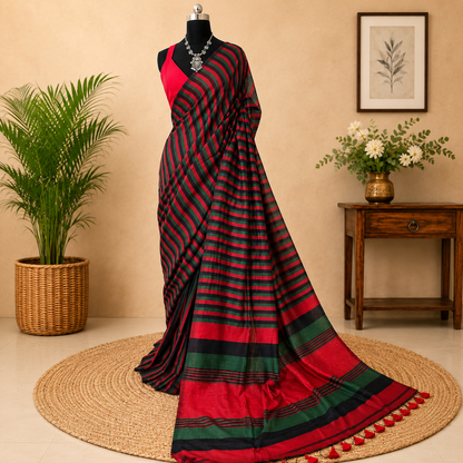 RangRekha Saree Maroon & Green