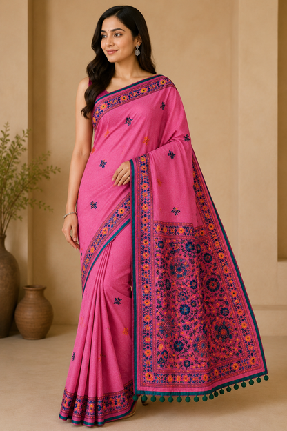 Noori Pink Heritage Saree