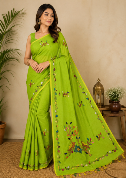 Bird kantha Embroidery & Patch Work - Parrot