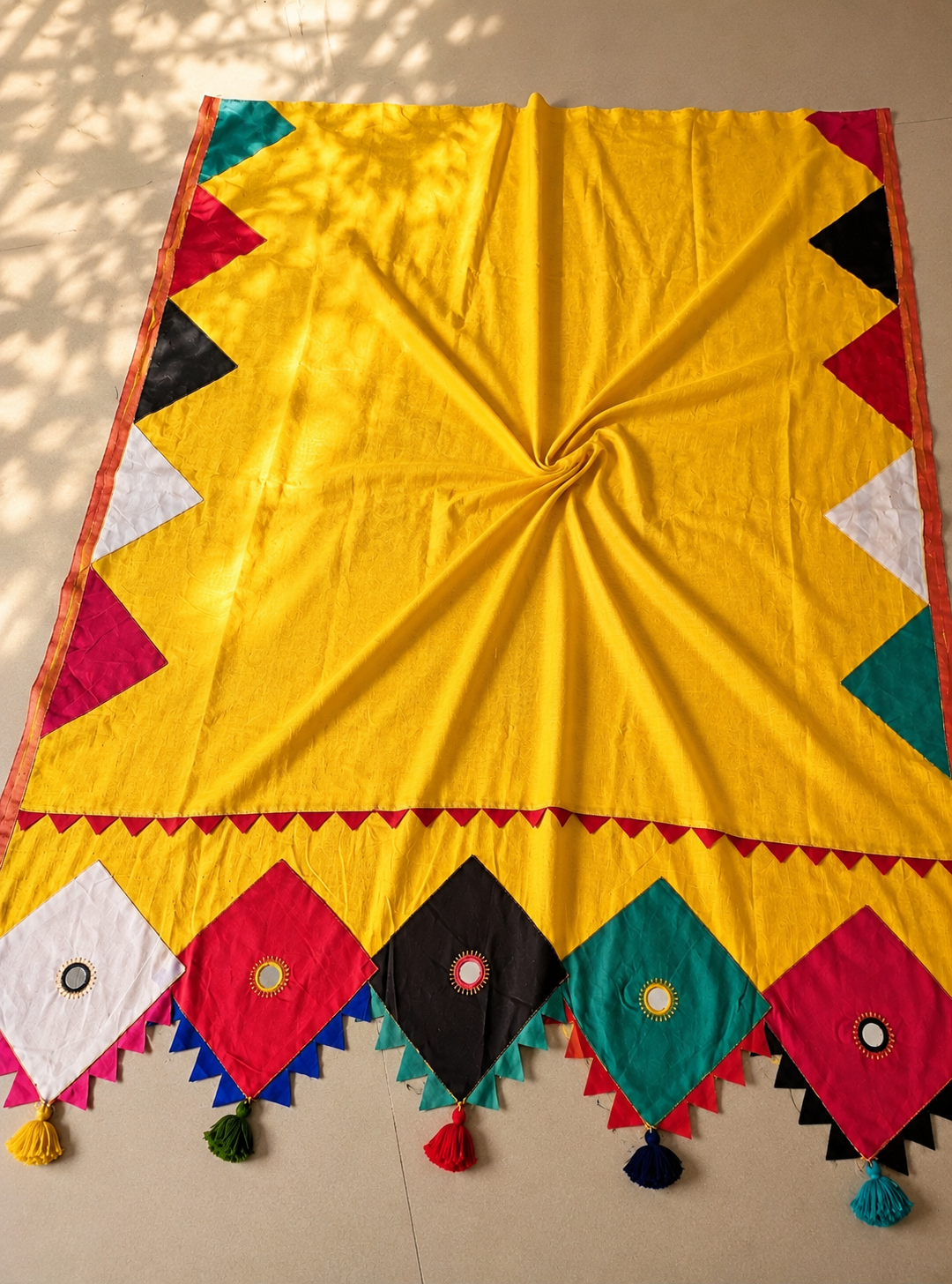 Boho Patchwork Saree –Yellow