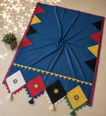 Boho Patchwork Saree – Royal Blue