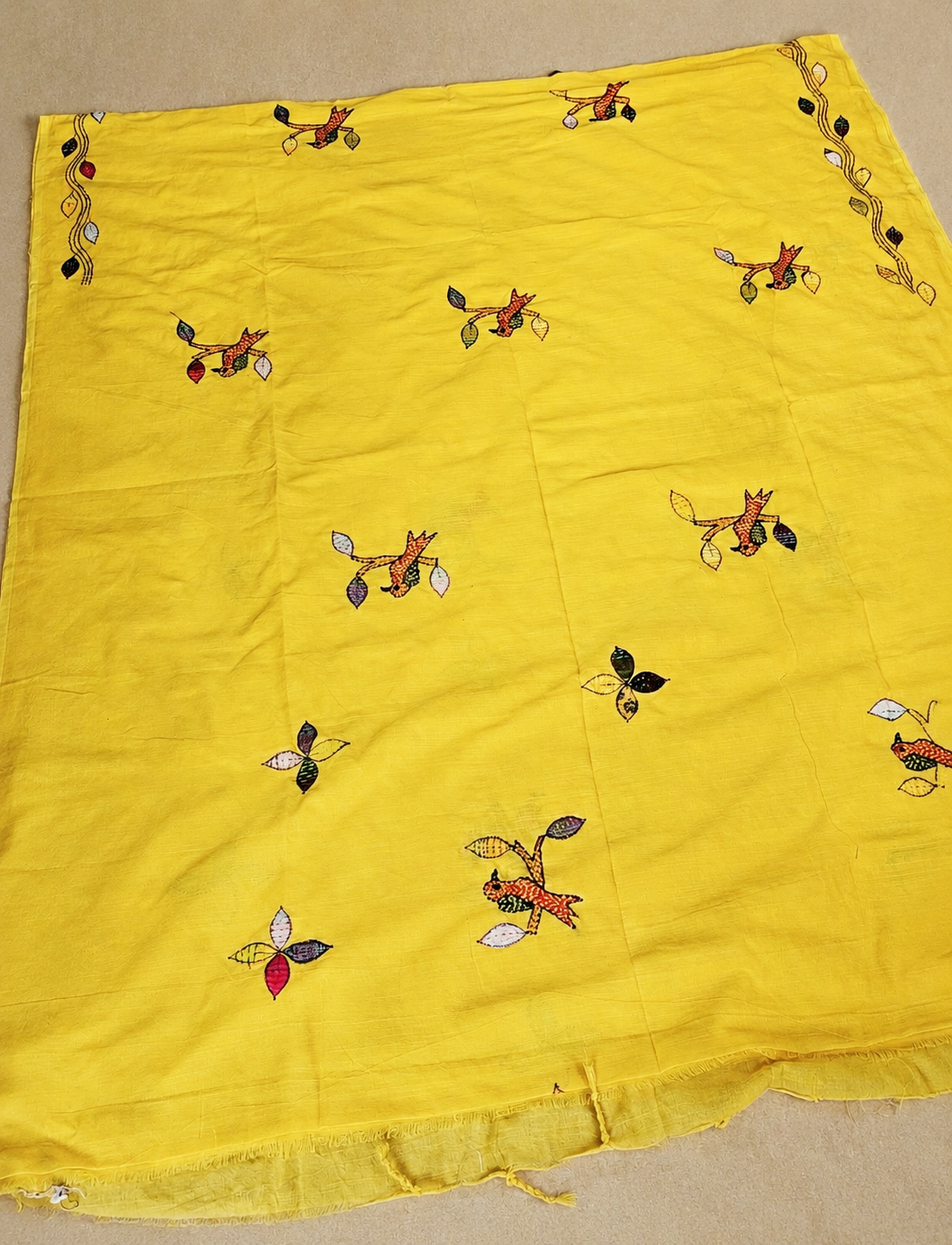 Bird kantha - Yellow