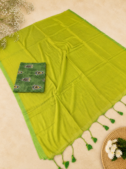 Green MulMul Saree