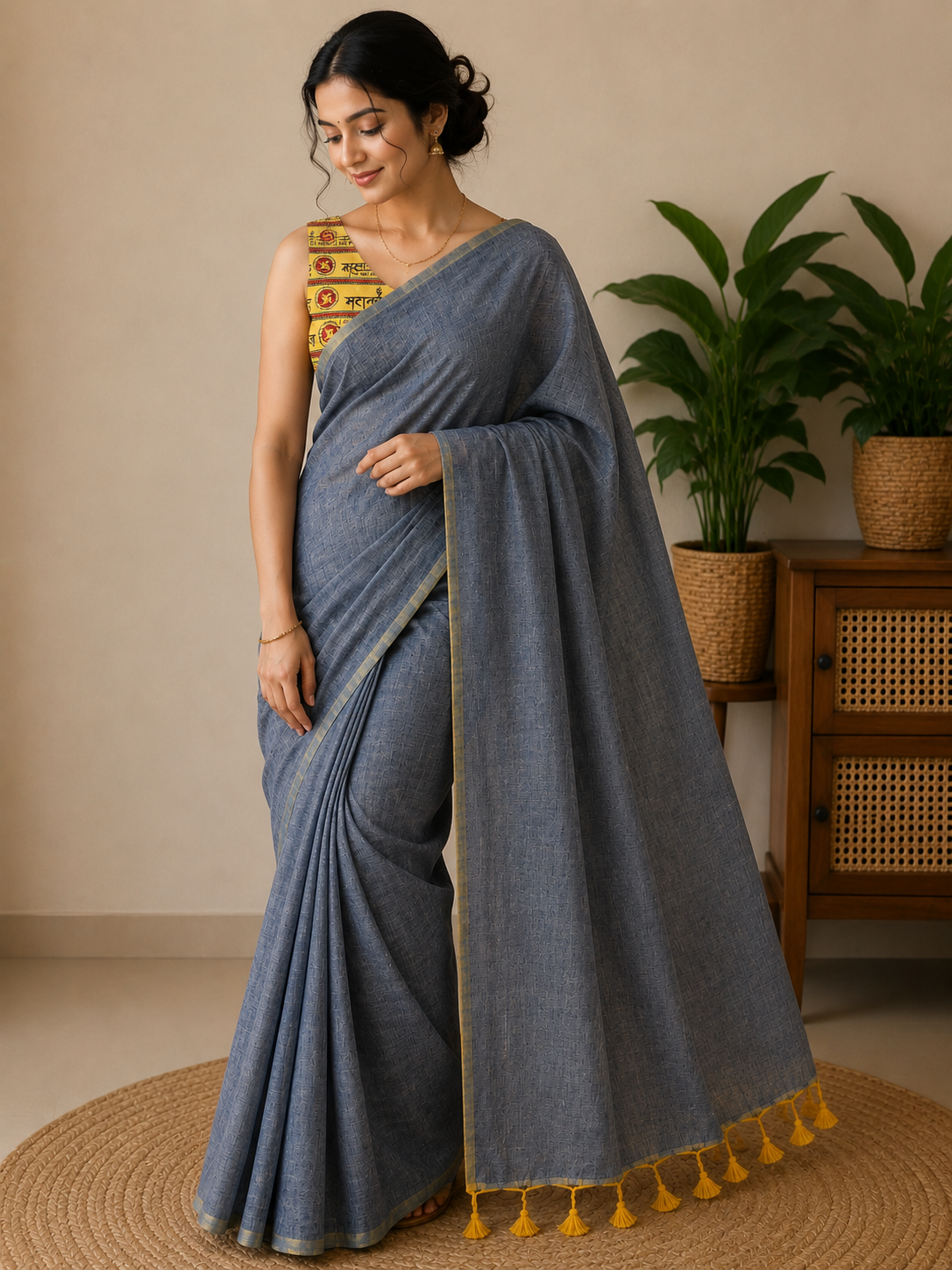 Grey MulMul Saree