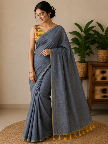 Grey MulMul Saree