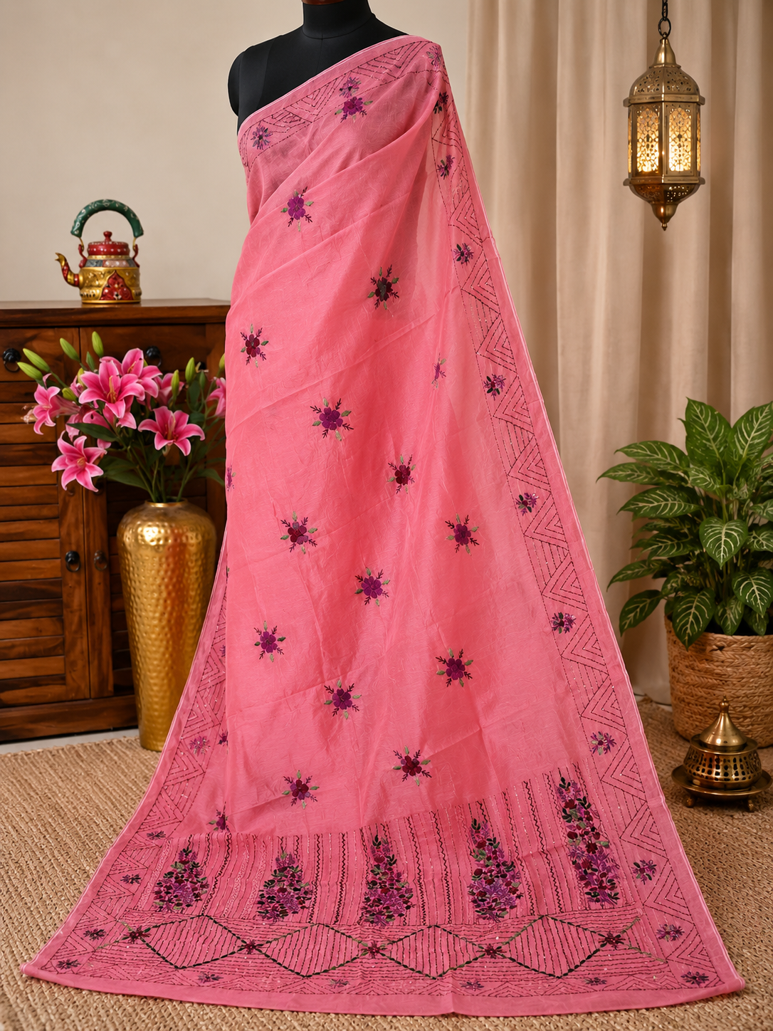 Gulrosa Pink Heritage Saree