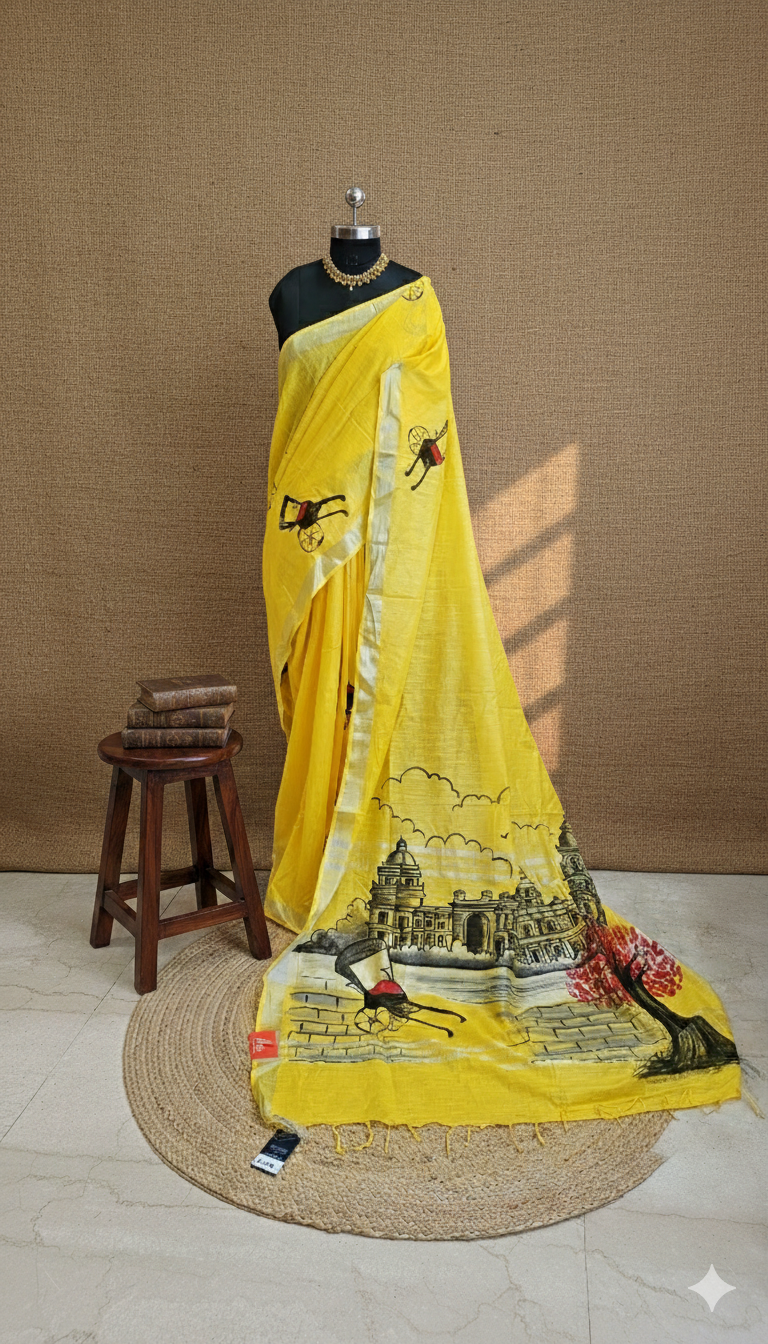 Linen HandPaint Saree